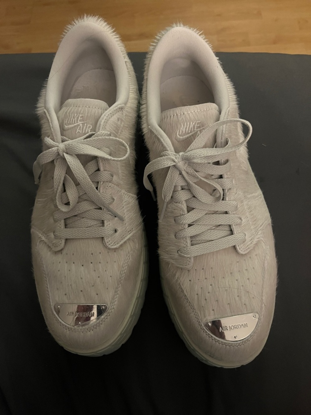 Nike Air Force 1 Low Pony Hair Sneakers in Light Gray